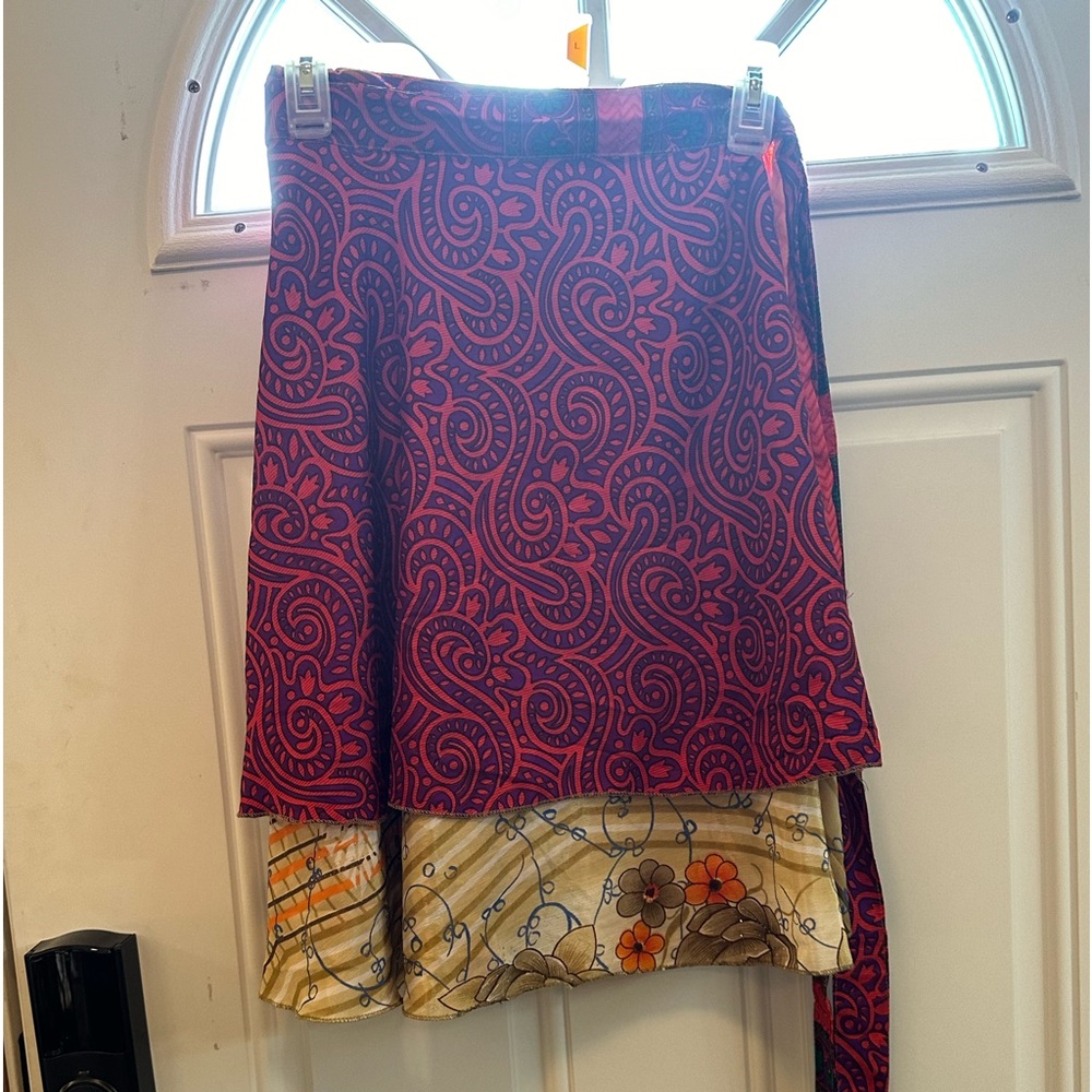 Short sari wrap skirt